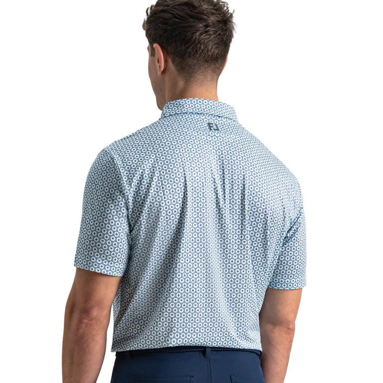FootJoy Men's Vegas Marker Lisle Polo - Mint/Blue/White