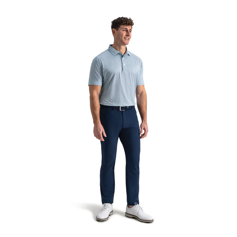FootJoy Men's Vegas Marker Lisle Polo - Mint/Blue/White