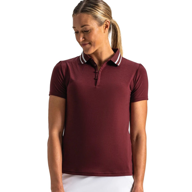 FootJoy Women's Loop Button Short Sleeve Polo - Cranberry