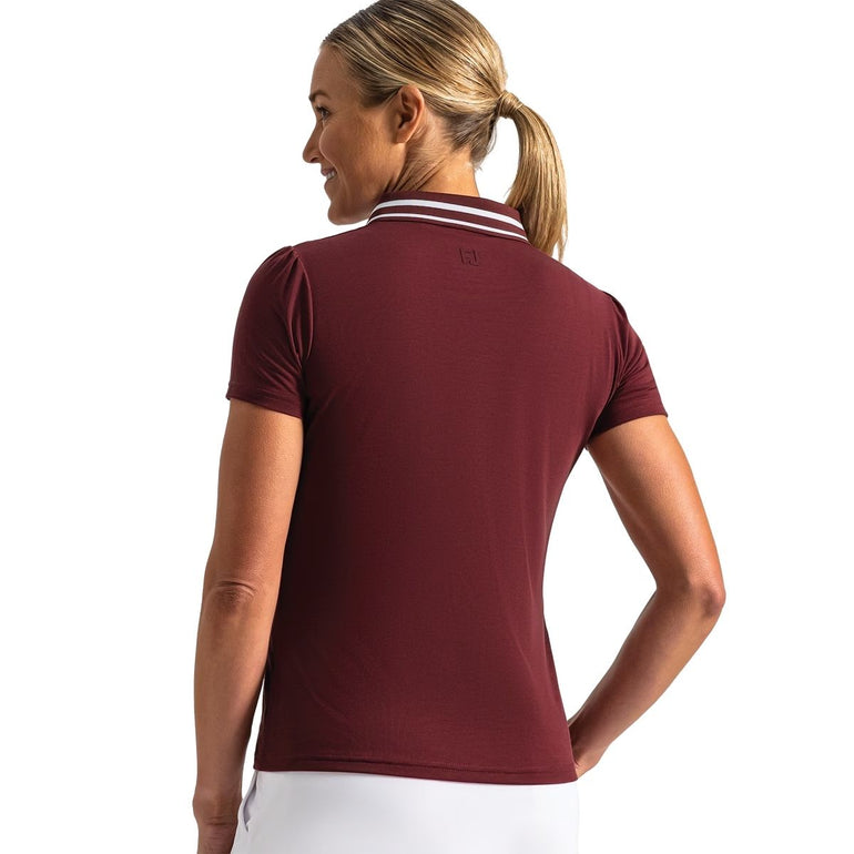 FootJoy Women's Loop Button Short Sleeve Polo - Cranberry