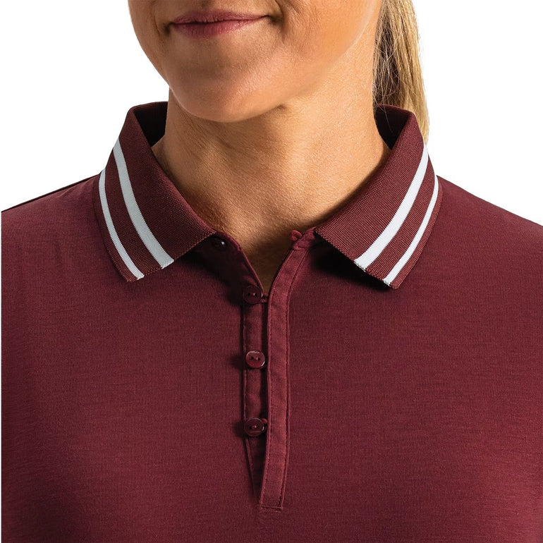 FootJoy Women's Loop Button Short Sleeve Polo - Cranberry