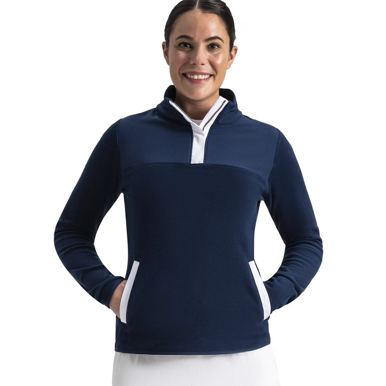 FootJoy Women's Micro Fleece Quarter Zip Pullover - Navy