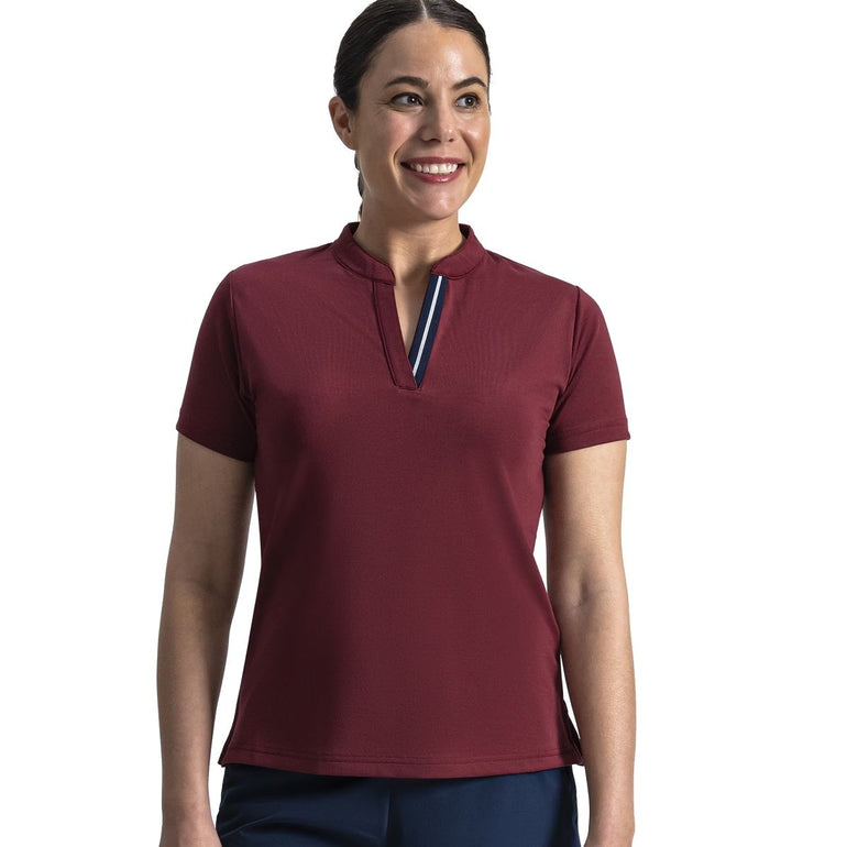 FootJoy Women's Open V-Neck Short Sleeve Polo - Cranberry
