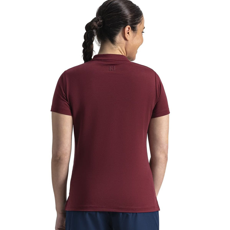 FootJoy Women's Open V-Neck Short Sleeve Polo - Cranberry