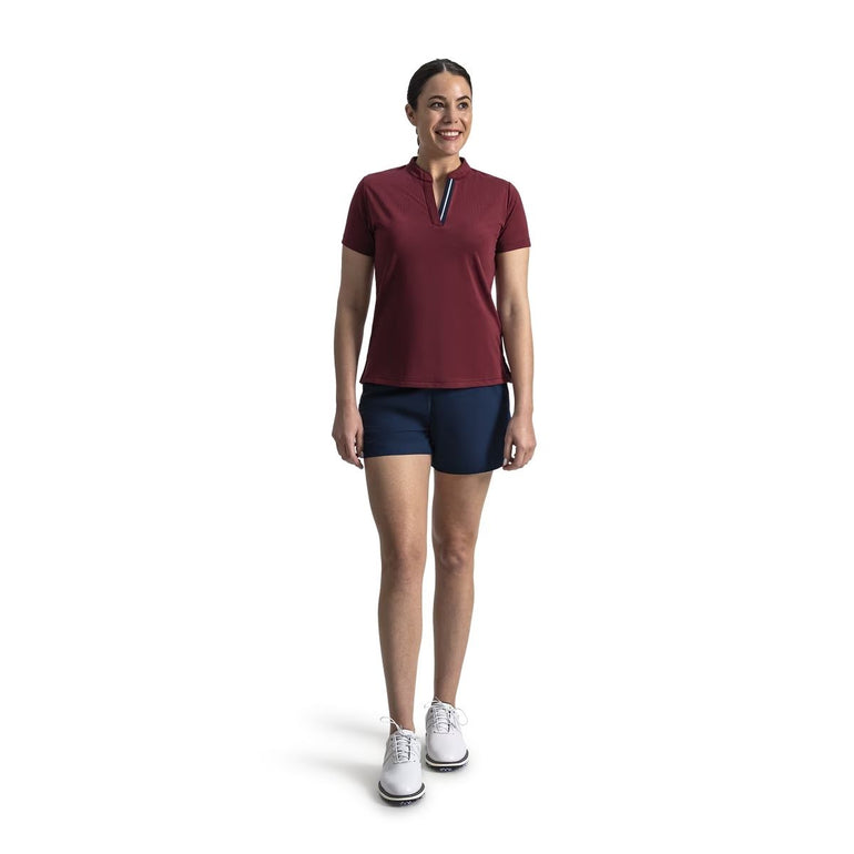 FootJoy Women's Open V-Neck Short Sleeve Polo - Cranberry