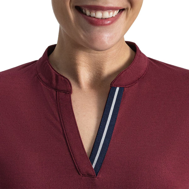 FootJoy Women's Open V-Neck Short Sleeve Polo - Cranberry