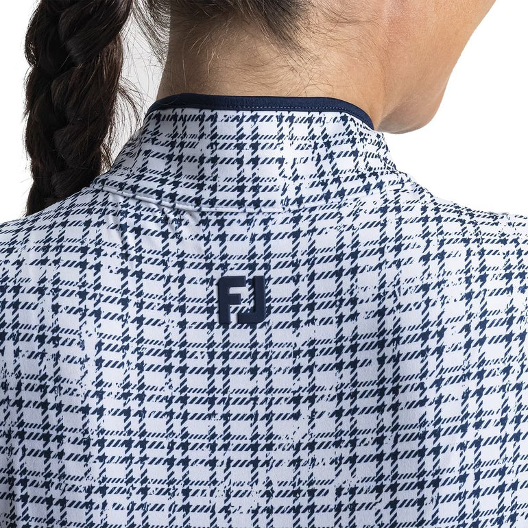 FootJoy Women's Printed Sleeveless Tank Polo - Navy Plaid