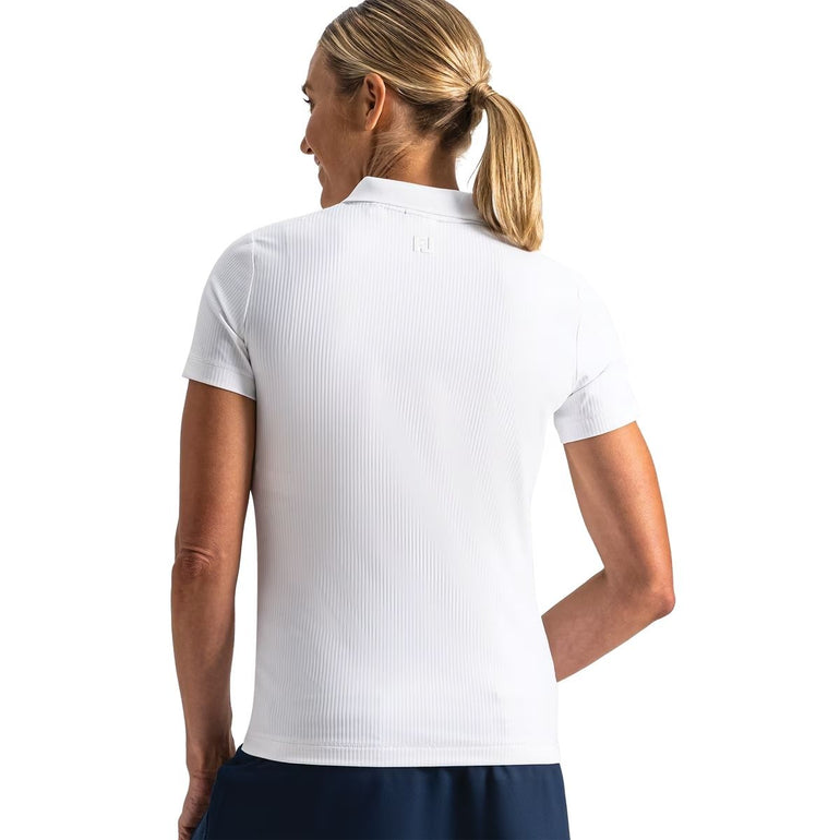 FootJoy Women's Short Sleeve Rib Polo - White