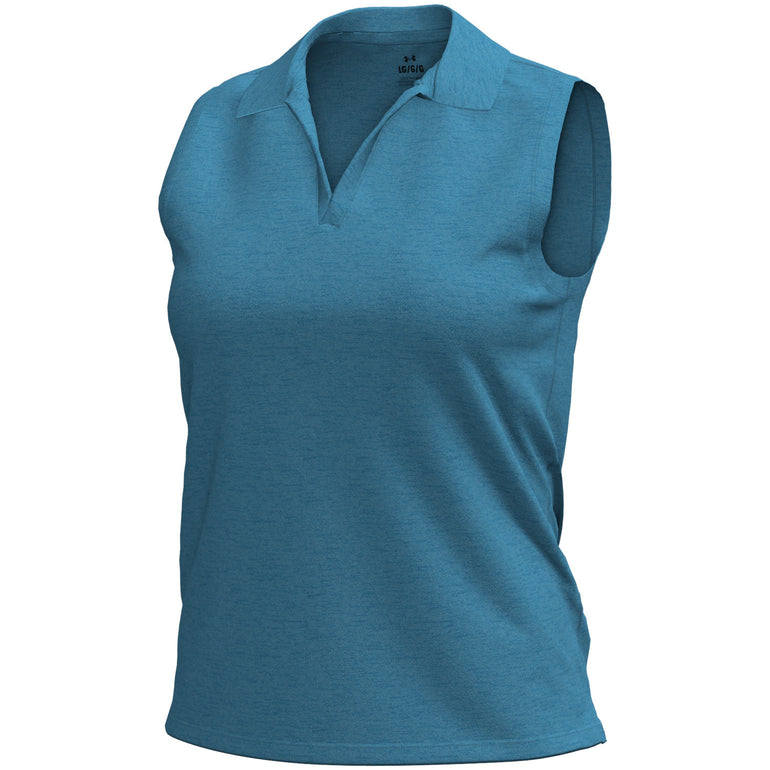 Under Armour Women's Aura Heather Sleeveless Polo 26 - Blue Calm Heather