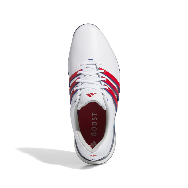 Adidas Men's Tour360 Spiked Golf Shoes 25 - White/Scarlet/Royal Blue