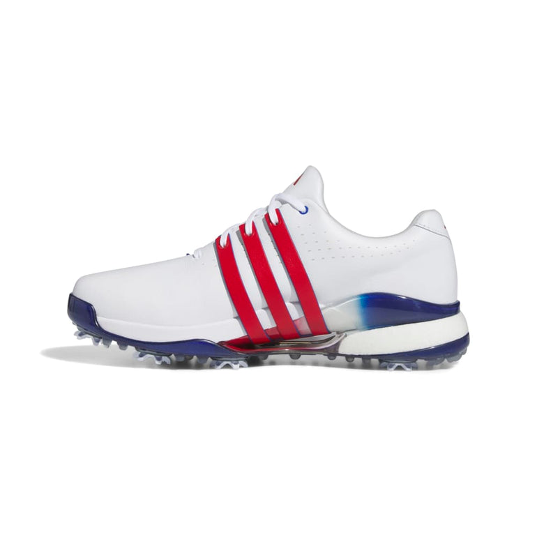 Adidas Men's Tour360 Spiked Golf Shoes 25 - White/Scarlet/Royal Blue