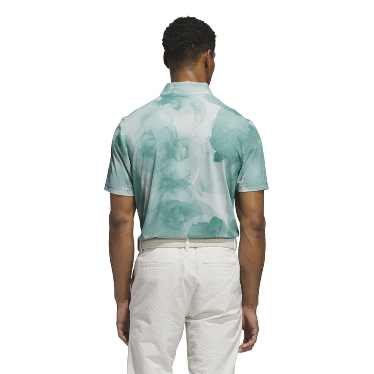 Adidas Men's Tour Print Polo 25 - Collegiate Green/Wonder Silver