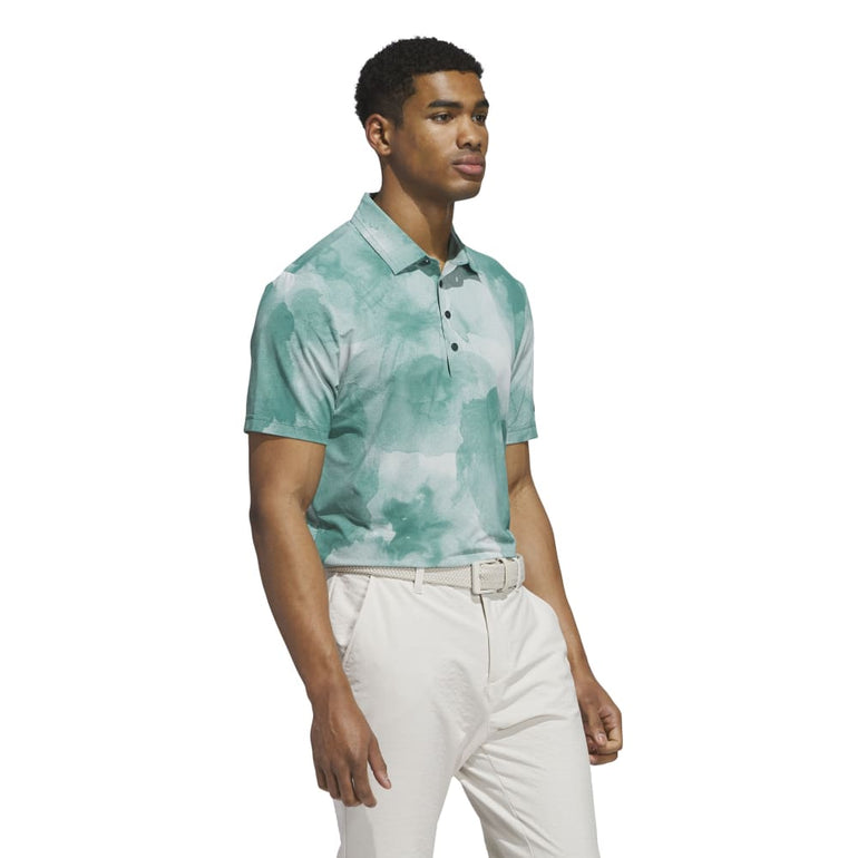 Adidas Men's Tour Print Polo 25 - Collegiate Green/Wonder Silver