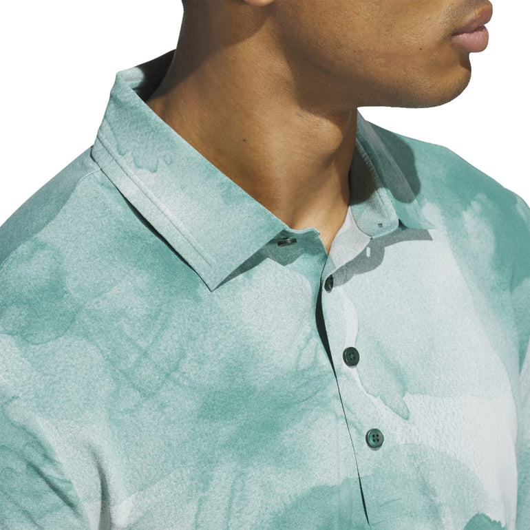 Adidas Men's Tour Print Polo 25 - Collegiate Green/Wonder Silver