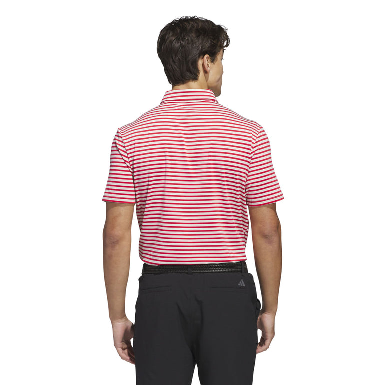 Adidas Men's Ultimate Stripe Polo 25 - Alumina/Pure Ruby