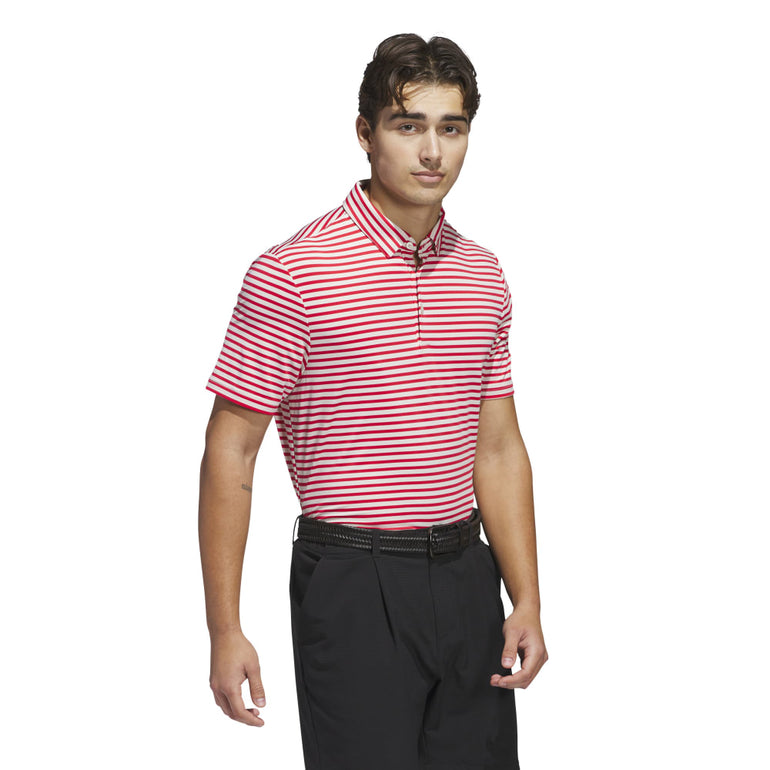 Adidas Men's Ultimate Stripe Polo 25 - Alumina/Pure Ruby