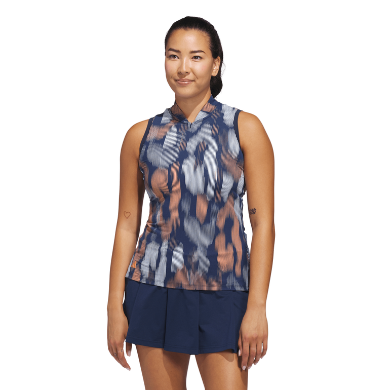 Adidas Women's Ultimate Tour Printed Sleeveless Polo - Collegiate Navy