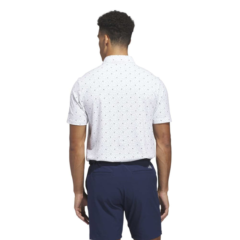 Adidas Men's Ultimate+ Soft Print Polo - White/Wonder Sage