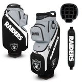 Las Vegas Raiders golf bag with various components on a white background