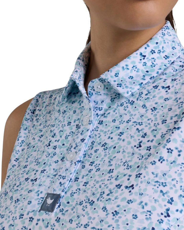 Bad Birdie Women's Mini Mood Sleeveless Polo - Pale Blue