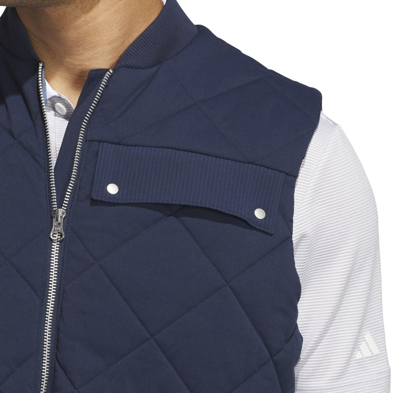 Adidas Men's Go-to Quilited Dwr Full Zip Vest 24 - Navy