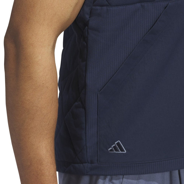 Adidas Men's Go-to Quilited Dwr Full Zip Vest 24 - Navy