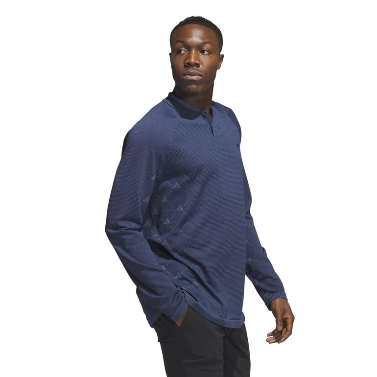 Adidas Men's Ultimate365 Tour PRIMEKNIT Long Sleeve Polo 2023 - Navy