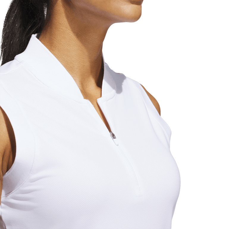 Adidas Women's Ultimate365 Zip Sleeveless Polo 25 - White