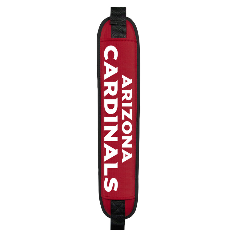 Red and black golf bag strap with 'Arizona Cardinals' text on a white background