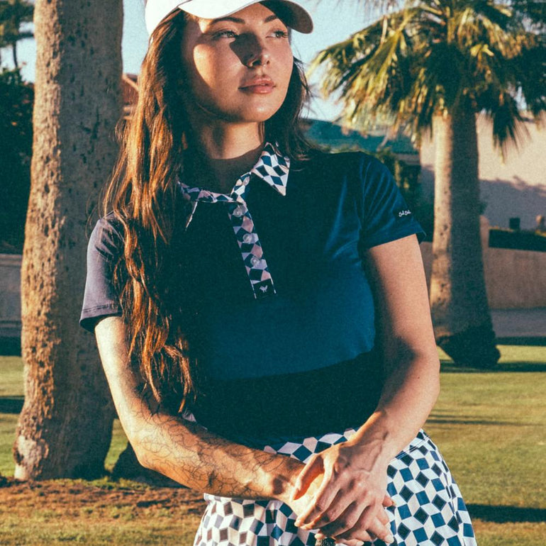 Bad Birdie Women's CheckM8 Navy Polo 24