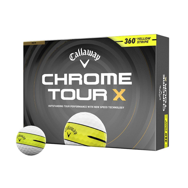 Callaway Chrome Tour X 360 Yellow Stripe Golf Ball 2026