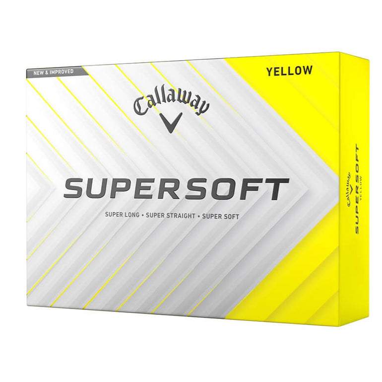 Callaway Supersoft golf ball packaging with yellow and white design