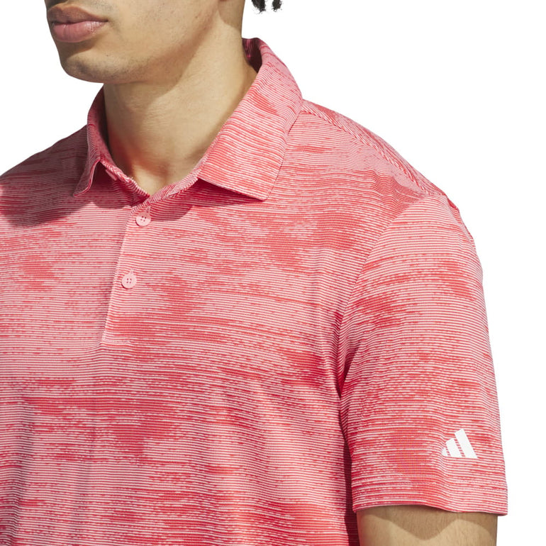 Adidas Men's Ultimate365 Textured Stripe Polo 24 - Semi Pink Spark