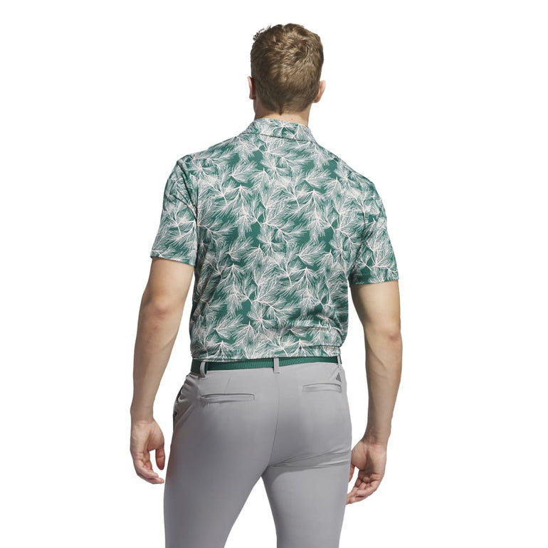 Adidas Men's Ultimate365 Mesh Print Polo 24 - Collegiate Green/Sandy Pink