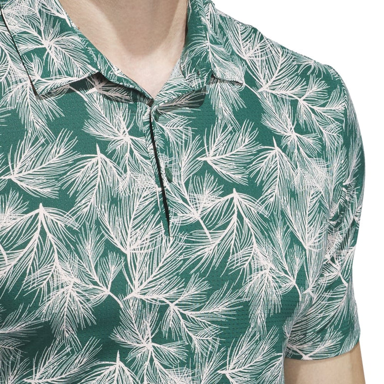 Adidas Men's Ultimate365 Mesh Print Polo 24 - Collegiate Green/Sandy Pink