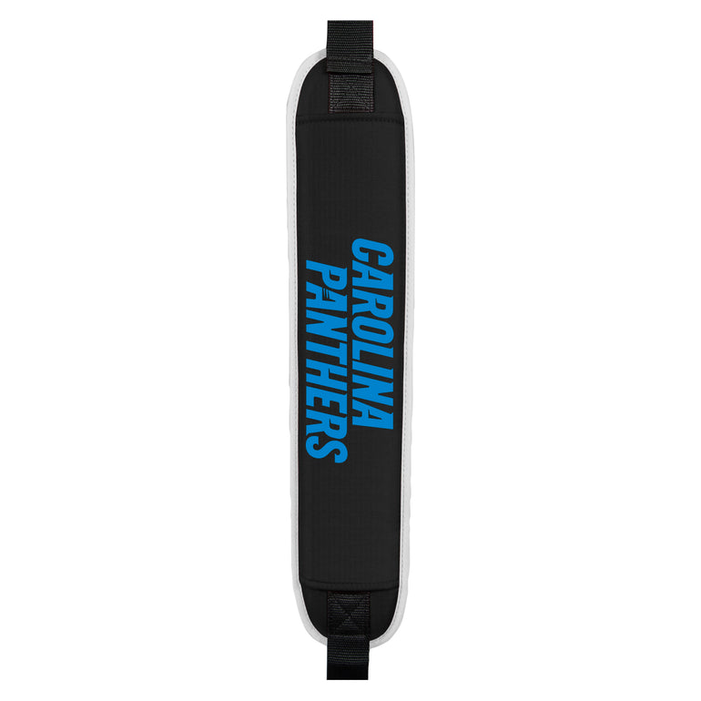 Black and white shoulder bag with 'Carolina Panthers' text on a white background