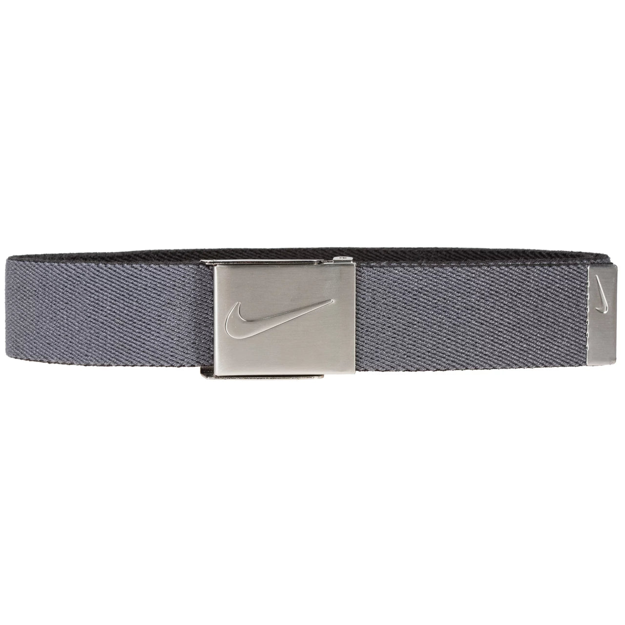 Nike belt with silver buckle on a white background