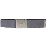 Nike belt with silver buckle on a white background