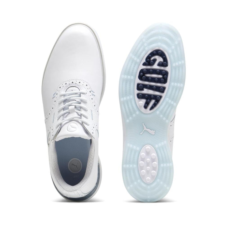 Puma Men's Avant Spikeless Golf Shoe 24 - White/Ash Gray/Icy Blue